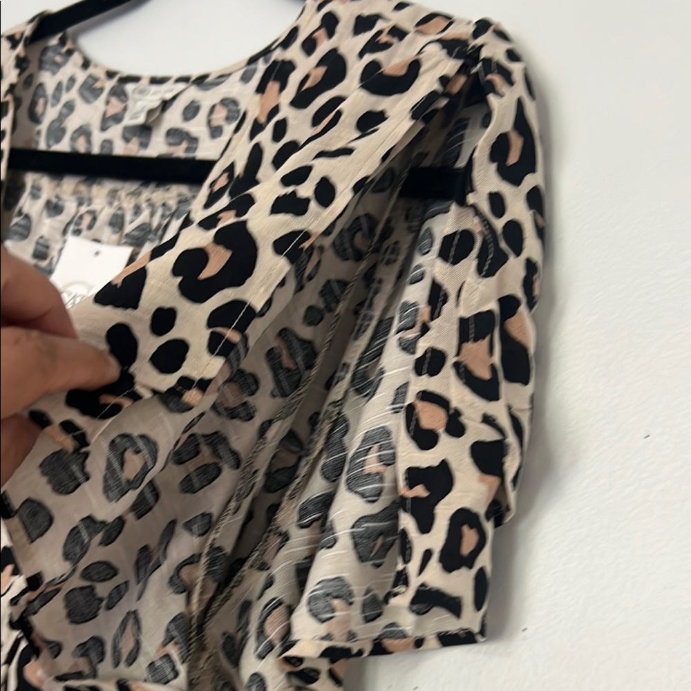 Cato Animal Print Blouse in Black and Tan - Picture 3 of 8